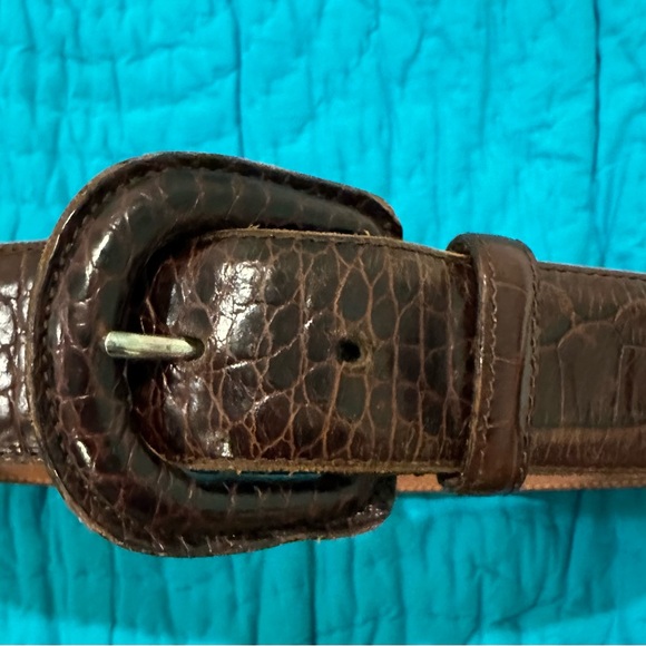 Vintage Ralph  Lauren brown women’s  belt ,size small 30” W reptile embossed. - Picture 8 of 15